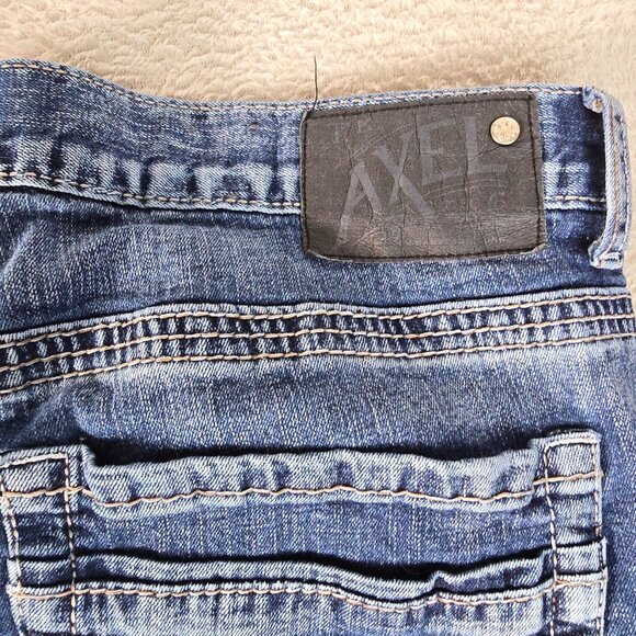 Axel Jeans Mens 38x32 Blue Bootcut Aspetuck Denim Whiskers Western Rugged Urban - Picture 13 of 13